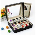 *LOCAL STOCK* New Black 10 Grid PU Watch Display Collection Case Box Jewelry Storage Organizer
