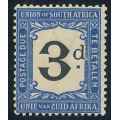 South Africa 1926 Postage Due 3d black and blue stamp (SACC D15) (**)