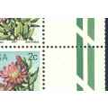 South Africa 1977 Protea Definitive 2c Corner Block with Printing Paper Crease Variety (**)