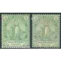 Cape of Good Hope 1898 Queen Victoria 1/2d stamps (SACC 53) x (2) (*)