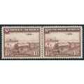 SWA 1937 "Mail Train" 1 1/2d pair of stamps (SACC 123) (*)