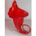 Beautifull 23cm H, Italian Shell Shaped Vase Red shades