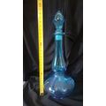 Vintage Belgium Made-29cm Blue and Gold Glass Decanter with Stopper