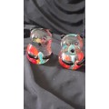 2 x Sweet little glass bear ornaments
