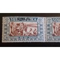 SA-Voortrekker Centenary, overprinted S.W.A,upwards shift of overprint on 2nd stamp