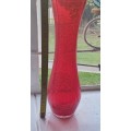 Vintage Crackled Glass Vase Red