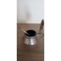 Adorable Vintage Marked Pewter Sugar/Syrup holder with a blue glass inner