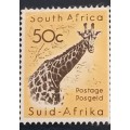 SA 1961 Definitive, 50c Giraffe,wmk coat of arms  SACC 195