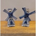 Vintage Delft Salt and Pepper set Windmills