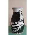 Vintage Black and White Glazed Laura Pottery Vase