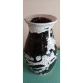 Vintage Black and White Glazed Laura Pottery Vase