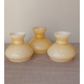 3 Vintage Glass Shades for Tole lamps, white inside