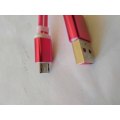 Pink Flat Anti-Tangle Micro USB Cable +/- 100cm