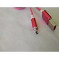 Pink Flat Anti-Tangle Micro USB Cable +/- 100cm