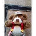 Vintage  Cuddling Country Teddy Bear Rufus Train Engineer Plush Stuffed Animal