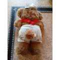 Vintage  Cuddling Country Teddy Bear Rufus Train Engineer Plush Stuffed Animal