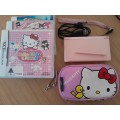 Nintendo DS Console Pink With Stylus Pen, Hello Kitty Carry Case & Games Bundle + Invite Cards