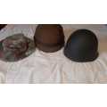 SADF helmet kevlar, SADF plastic inner for steel helmet and SANDF bush hat