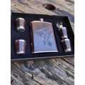 Eagle Flask Set With Shooter Cups (leather)