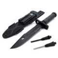 BLACK SURVIVAL Hunting Knife (flint/compass/whistle)