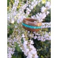 BENTWOOD RING WALNUT WITH CRUSHED CHRYSOCOLLA STONE INLAY new design!