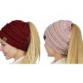 Ladies knitted ponytail hat