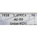 1938 AU50 Shilling  UNC = R4000.00 EF = R2000.00