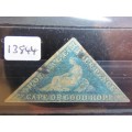 1855 Cape Triangular 4d Used - 3 Margins - rounded corner - Genuine