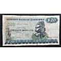 ZIMBABWE $20 NOTE - USED - BIRD WATERMARK