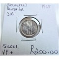 1935 Southern Rhodesia 3d **SILVER**  ** LOW START **
