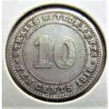 ##CRAZY R1 START## SILVER 1918 STRAITS SETTLEMENTS 10C *** SILVER ***