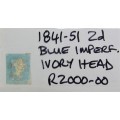 Penny Blue 2d Imperf Ivory Head Catalogue Value  R2000.00 **LOW START**