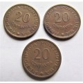 1961 Mozambique 20 Centavos - 1 Bid for all 3