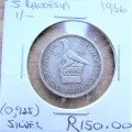 Southern Rhodesia 1936 1/ Shilling **SILVER**