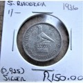 1936 Southern Rhodesia 1/ Shilling **SILVER**