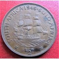 1945 Half Penny 1/2d SA UNION