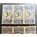 1940-44 Wartime Postage Due Used *SCARCE* 3d Lot Value  R2800.00