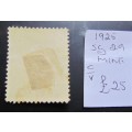 1925 SA Union Airmail 9d SG.29 Mint  - Value = R500.00