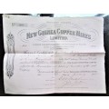 1925 New Guinea Copper Mines Share Certificate $100.00 - Mining