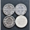 4 x 1895 ZAR 1 Shillings - Bid per Coin