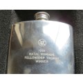 Pewterware flask in box - made in Sheffield , England - In Box Unused - Engraved Nomads Golf