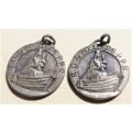 2 x Antique protective medal Notre Dame of Boulogne Medal/Pendant - 1 Bid