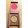 Large 50mm Natal Naval Dockyard Durban Medallion - mounted in wood Box / Stand