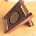 Large 50mm Natal Naval Dockyard Durban Medallion - mounted in wood Box / Stand