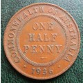 1936 Australia Half Penny 1/2d