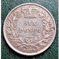 1873 GB  Silver Sixpence 6d