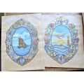 2 x Embossed & Painted pieces on Artisan Paper  +- 300mm x 380 mm- 1 Bid for Both