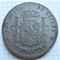 1882 Spain Silver **Scarce** 2 Pesetas Coin