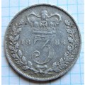 1886 GB Silver **Scarce** 3d Coin