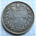 1875 GB Silver **Scarce** 3d Coin